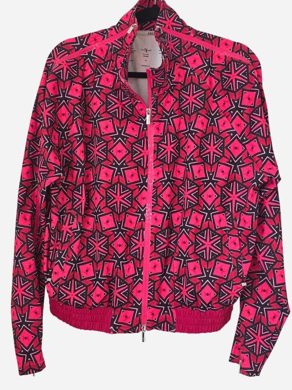 Sassy Jones Pink & Black Geo-Print Track Jacket and Joggers - Picture 2 of 4